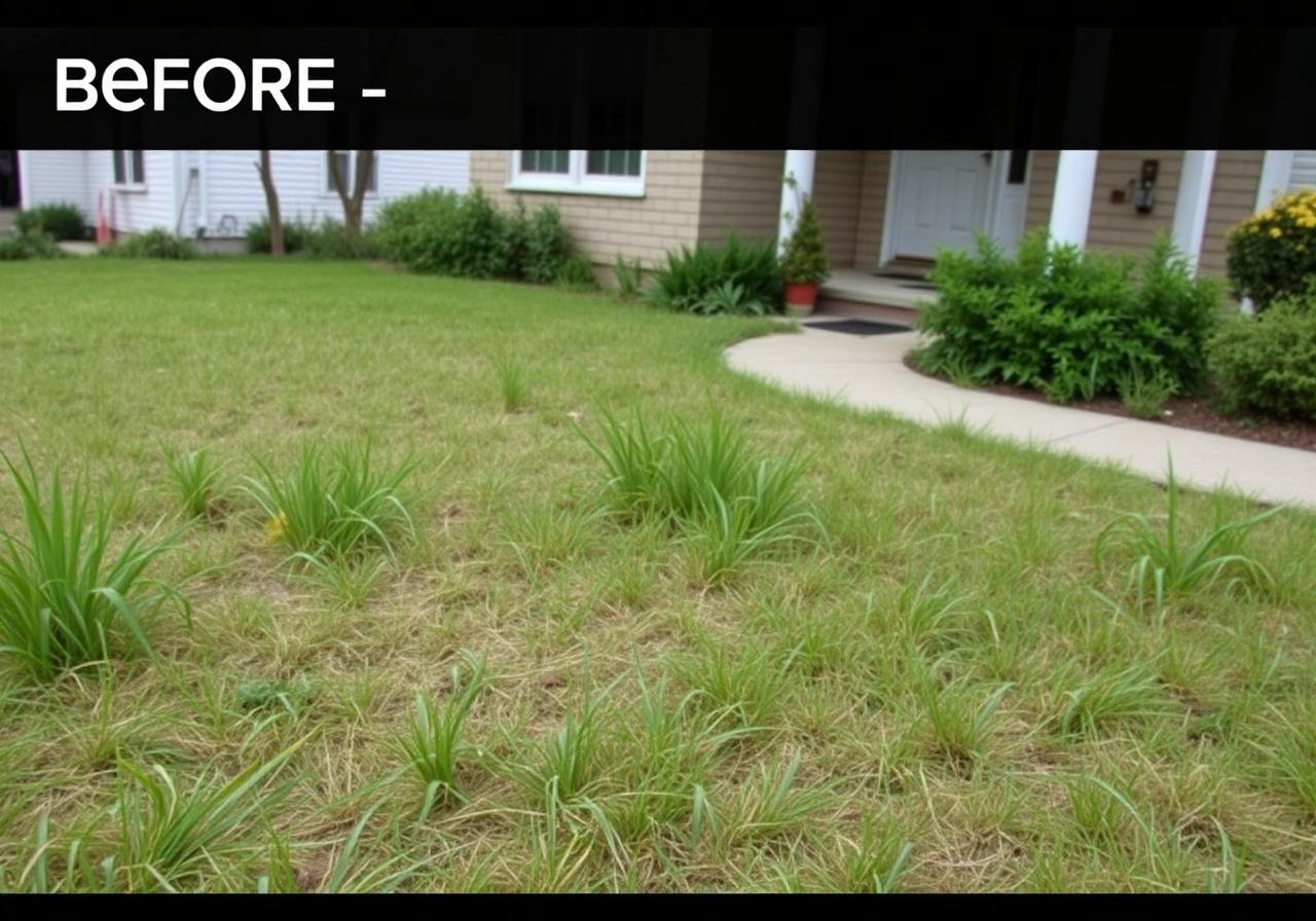 Before – Front lawn renewal
